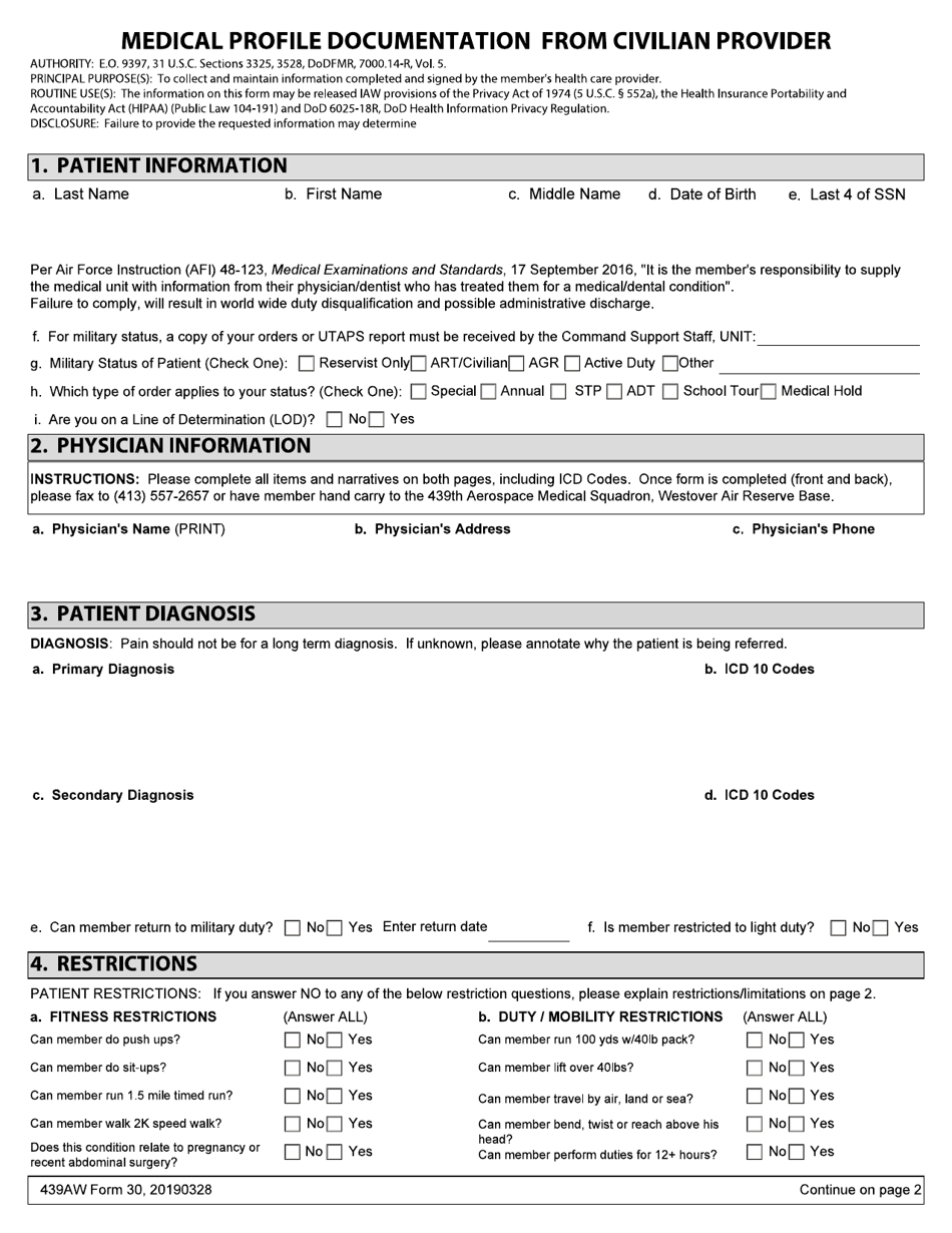 439 AW Form 30 - Fill Out, Sign Online and Download Fillable PDF ...