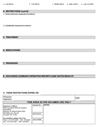 439 AW Form 30 Medical Profile Documentation From Civilian Provider, Page 2