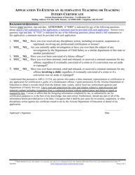 Application to Extend an Alternative Teaching or Teaching Intern Certificate - Arizona, Page 2