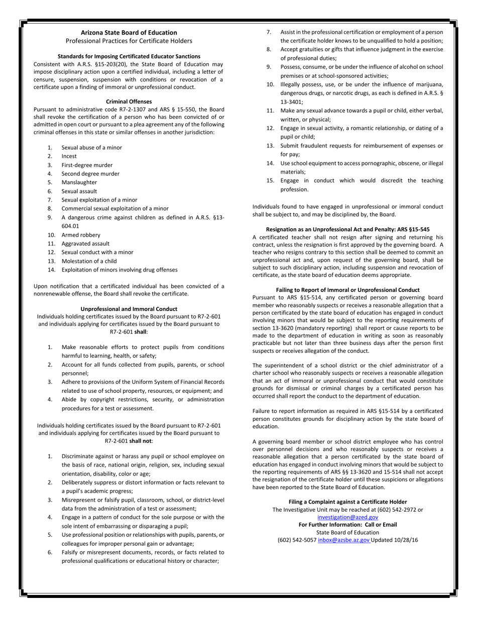 Application to Extend an Alternative Teaching or Teaching Intern Certificate - Arizona, Page 3