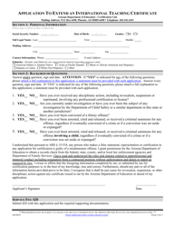 Application to Extend an International Teaching Certificate - Arizona, Page 3