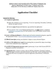 Application for Alternative Teaching Certificate - Arizona, Page 2
