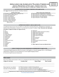 Application for Alternative Teaching Certificate - Arizona, Page 4
