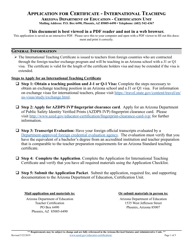 Application for Certificate - International Teaching - Arizona