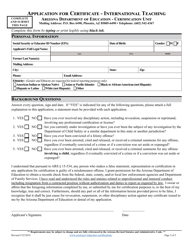 Application for Certificate - International Teaching - Arizona, Page 3