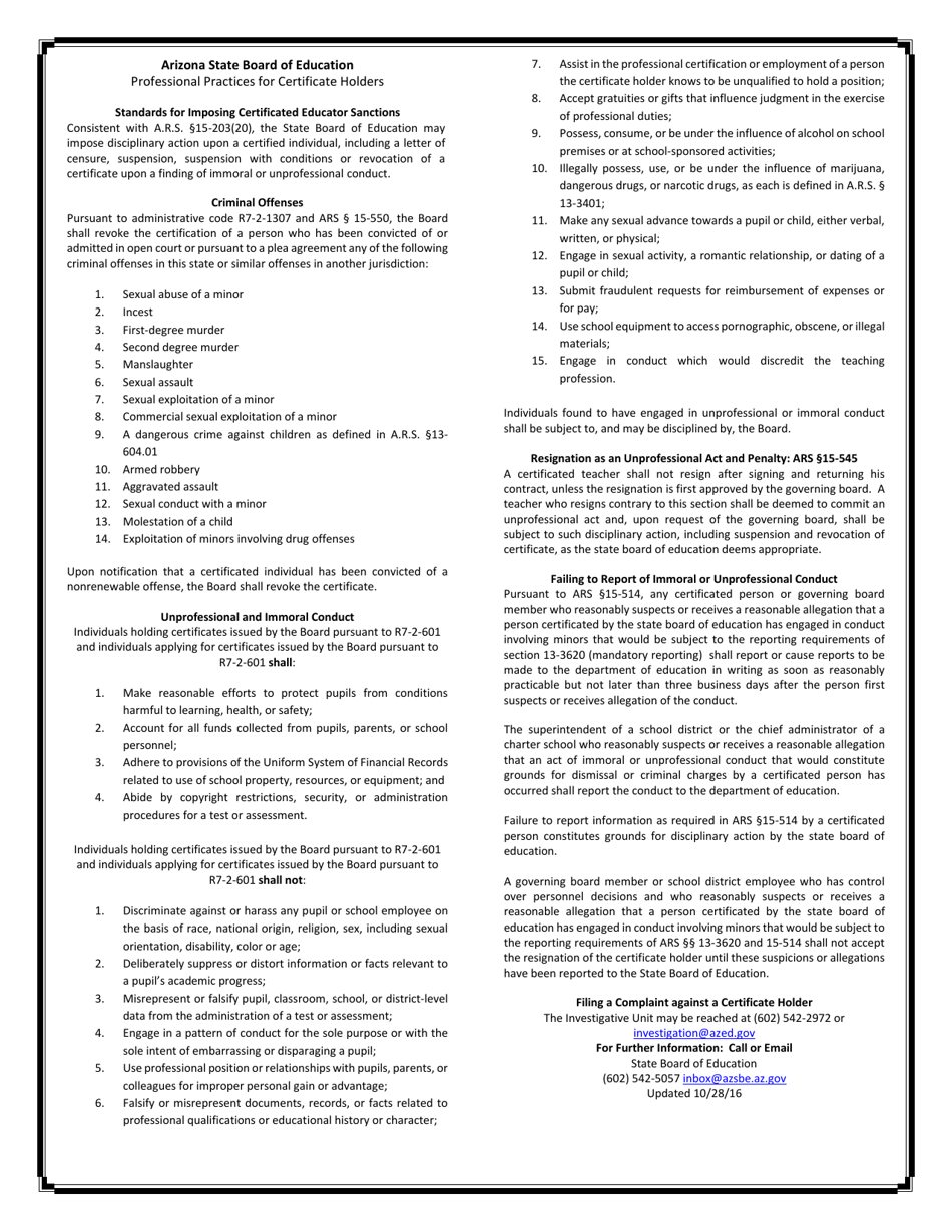 Application to Extend an Interim Administrative Certificate - Arizona, Page 2