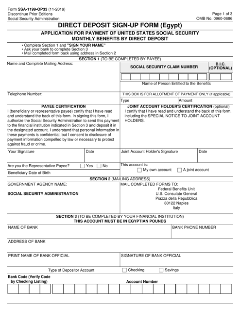 Form SSA-1199-OP33  Printable Pdf