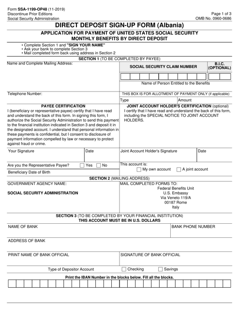 Form SSA-1199-OP48  Printable Pdf