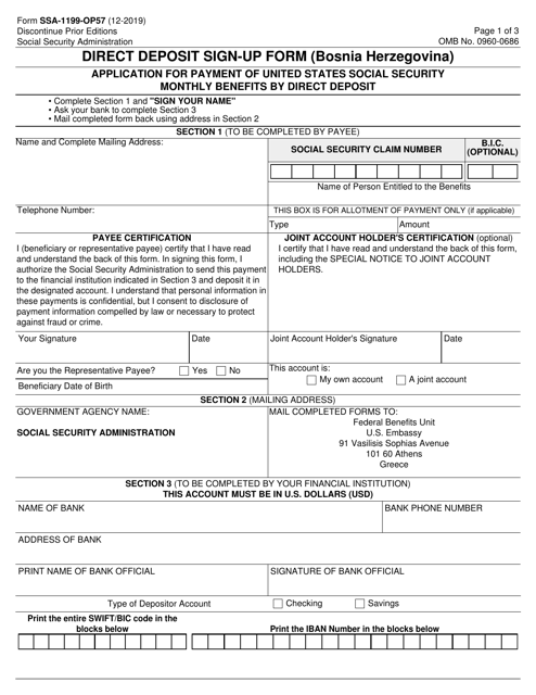 Form SSA-1199-OP57  Printable Pdf