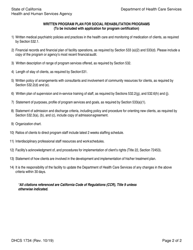 Form DHCS1734 Application for Certification of Social Rehabilitation Program Services - California, Page 2