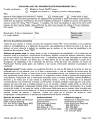 Formulario DHCS4461 SP Programas De Acceso a La Salud Para El Programa Family Pact Certificacion De Elegibilidad Del Cliente (Cec) - California (Spanish), Page 3