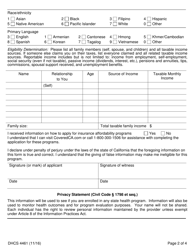 Form DHCS4461 Health Access Programs Family Pact Program Client Eligibility Certification (Cec) - California, Page 2