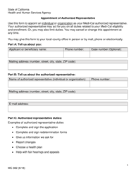 Form MC382 Appointment of Authorized Representative - California
