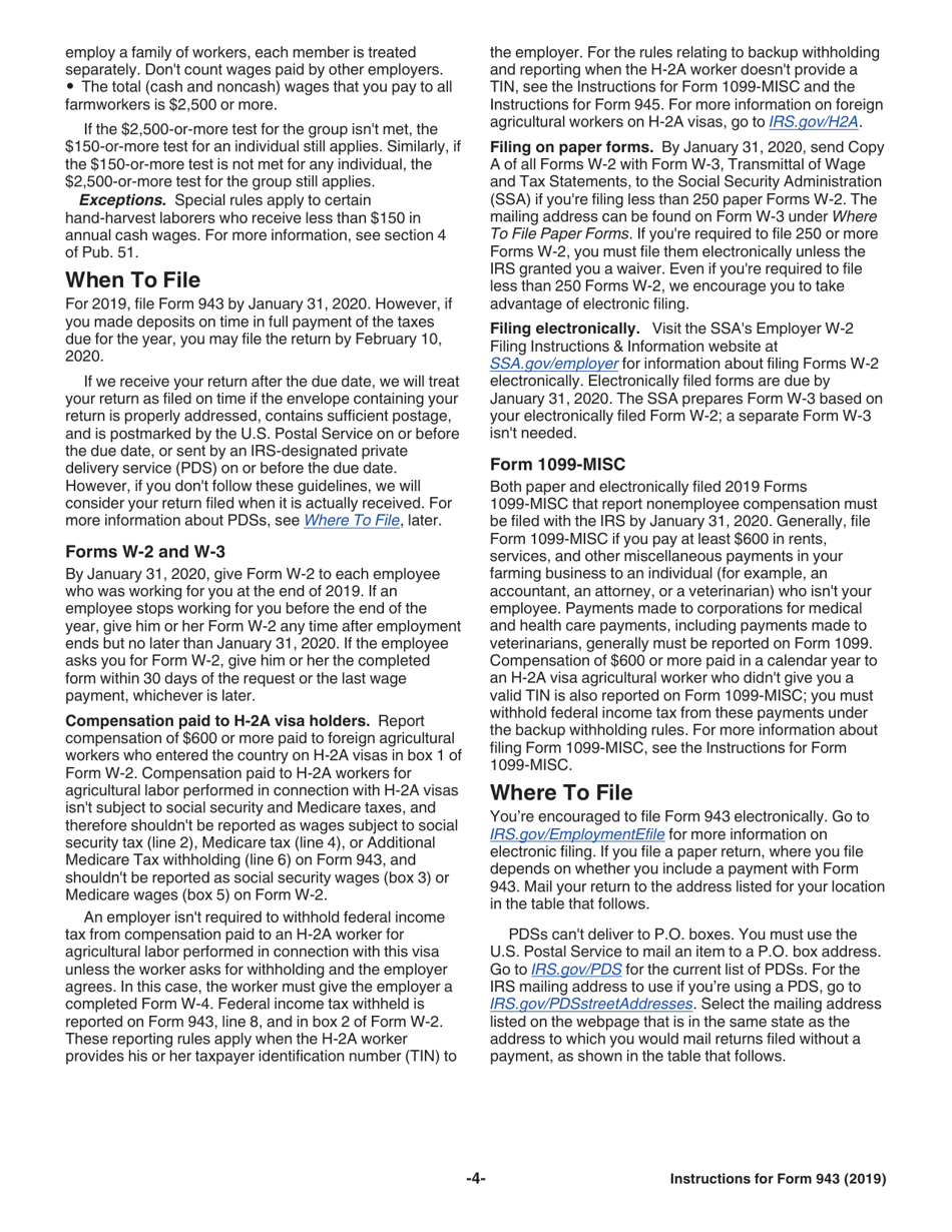 Instructions for IRS Form 943 Employers Annual Federal Tax Return for Agricultural Employees, Page 4