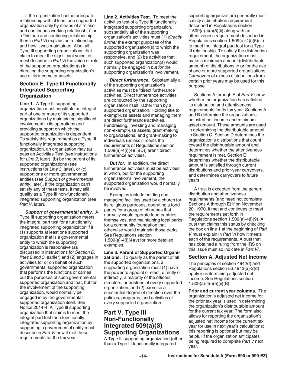 Instructions for IRS Form 990, 990-EZ Schedule A Public Charity Status and Public Support, Page 14
