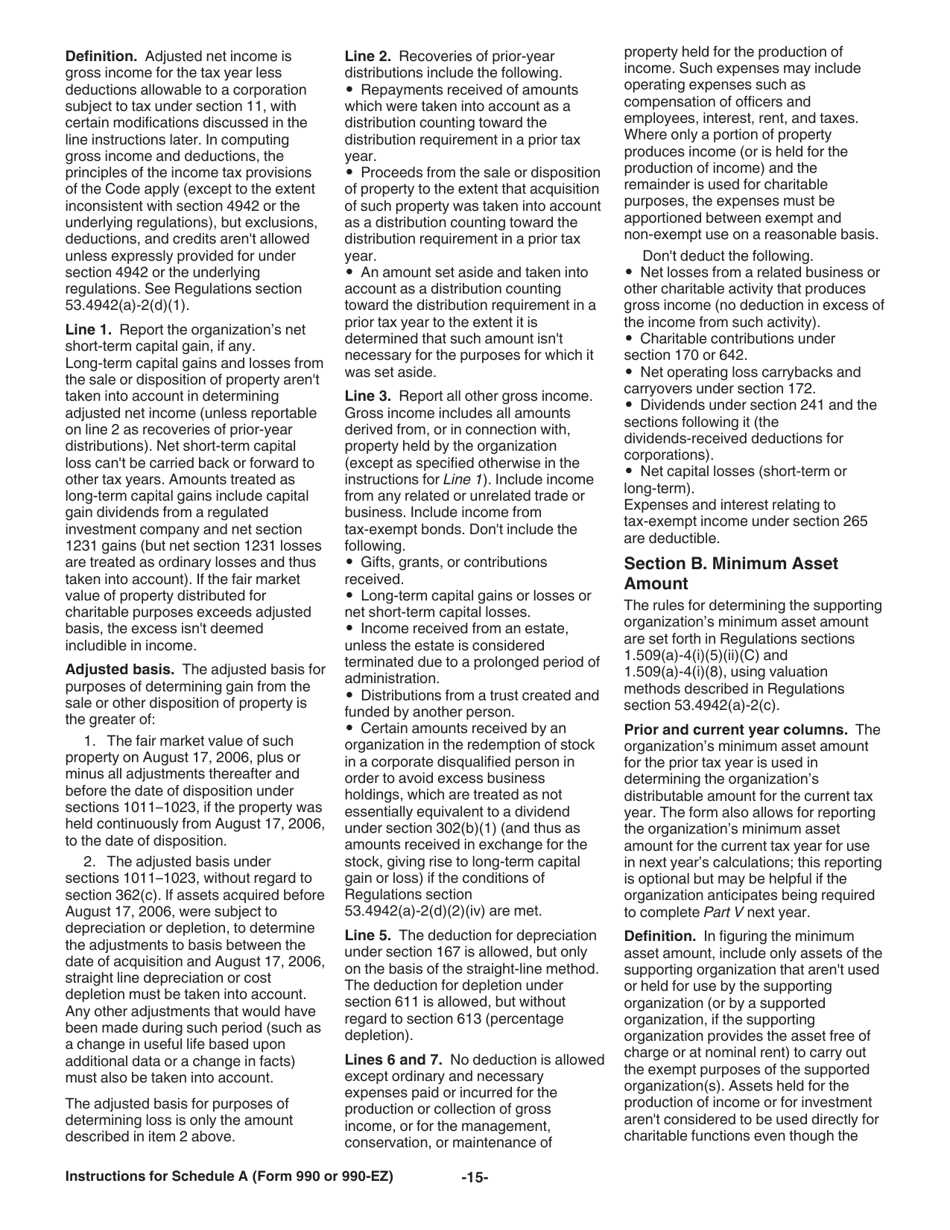 Instructions for IRS Form 990, 990-EZ Schedule A Public Charity Status and Public Support, Page 15