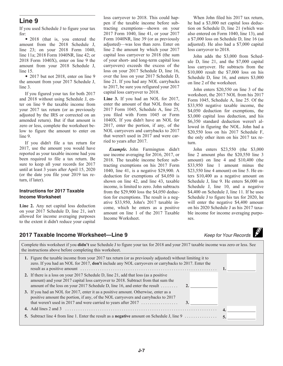 Instructions for IRS Form 1040 Schedule J Income Averaging for Farmers and Fishermen, Page 7
