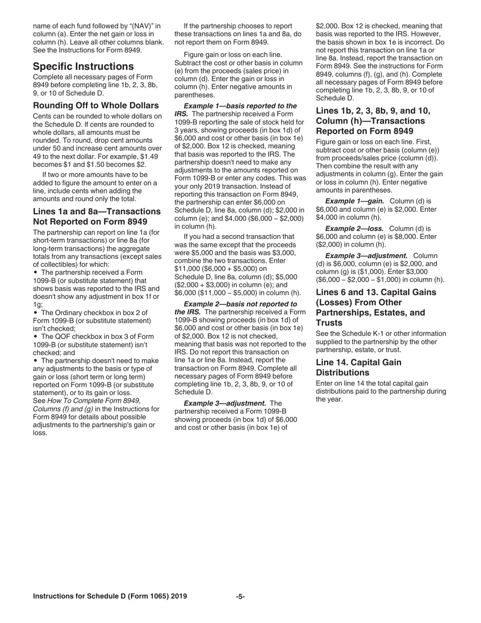 Instructions for IRS Form 1065 Schedule D Capital Gains and Losses, Page 5