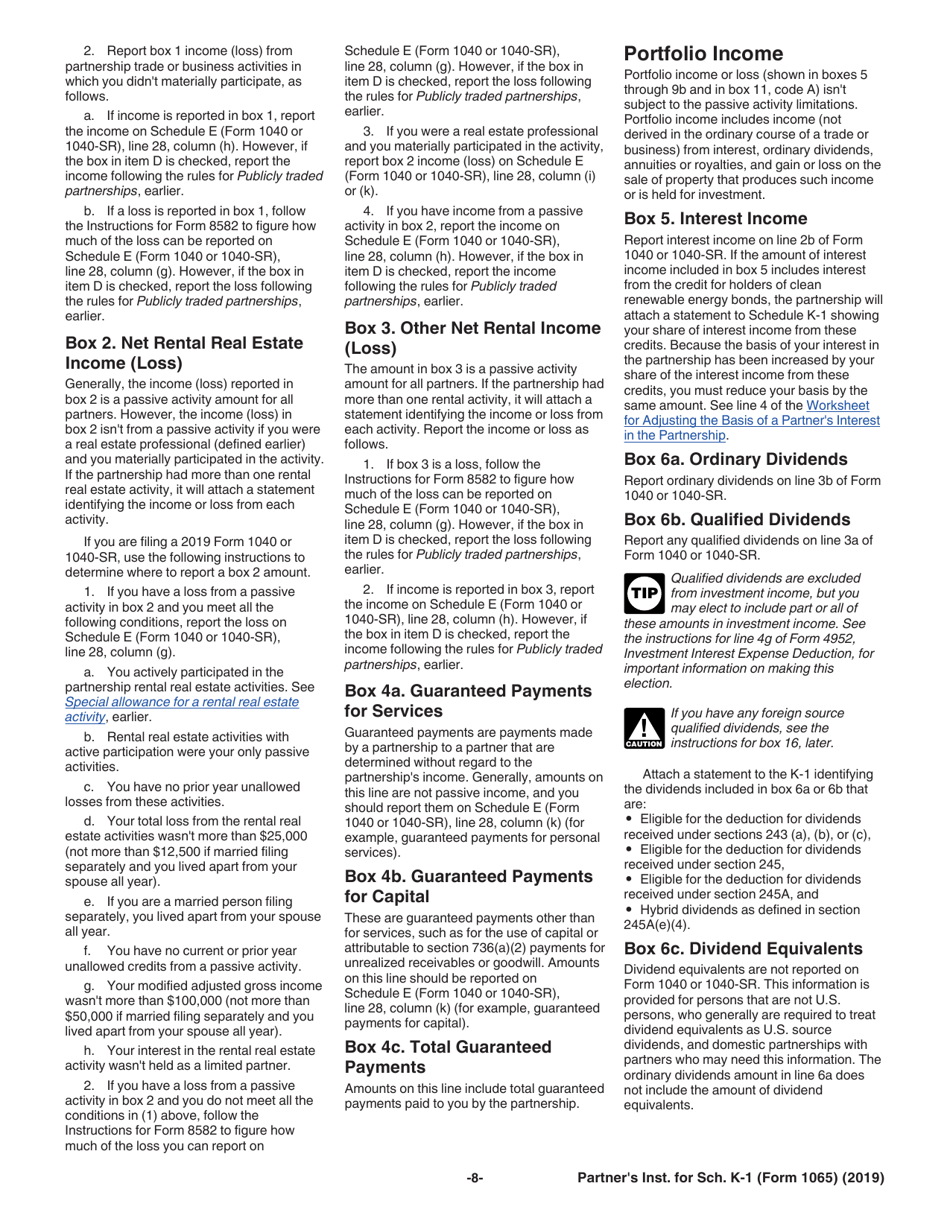 Instructions for IRS Form 1065 Schedule K-1 Partners Share of Income, Deductions, Credits, Etc. (For Partners Use Only), Page 8