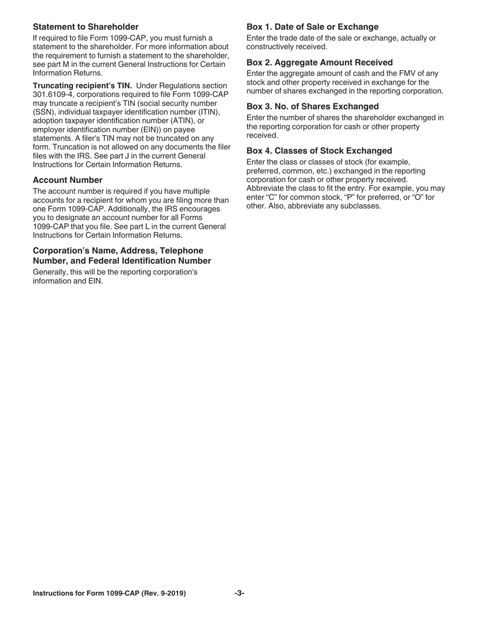Instructions for IRS Form 1099-CAP Changes in Corporate Control and Capital Structure, Page 3