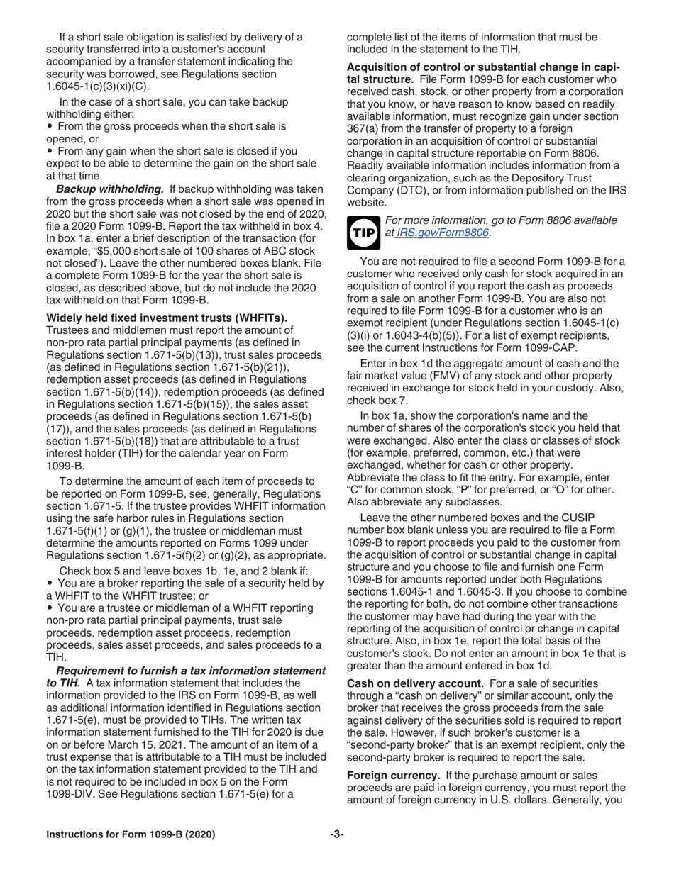 Instructions for IRS Form 1099-B Proceeds From Broker and Barter Exchange Transactions, Page 3