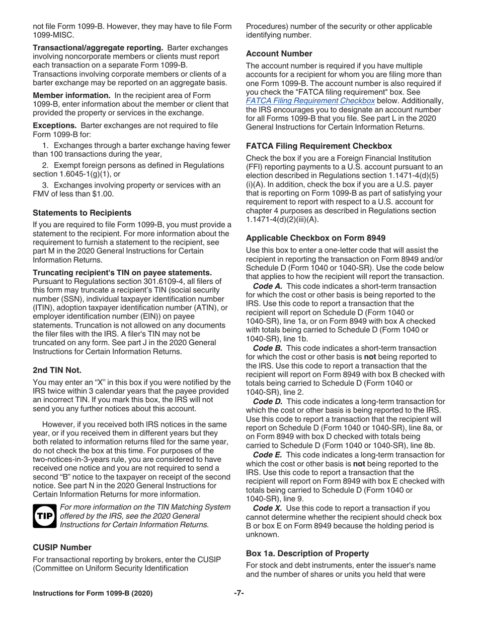 Instructions for IRS Form 1099-B Proceeds From Broker and Barter Exchange Transactions, Page 7