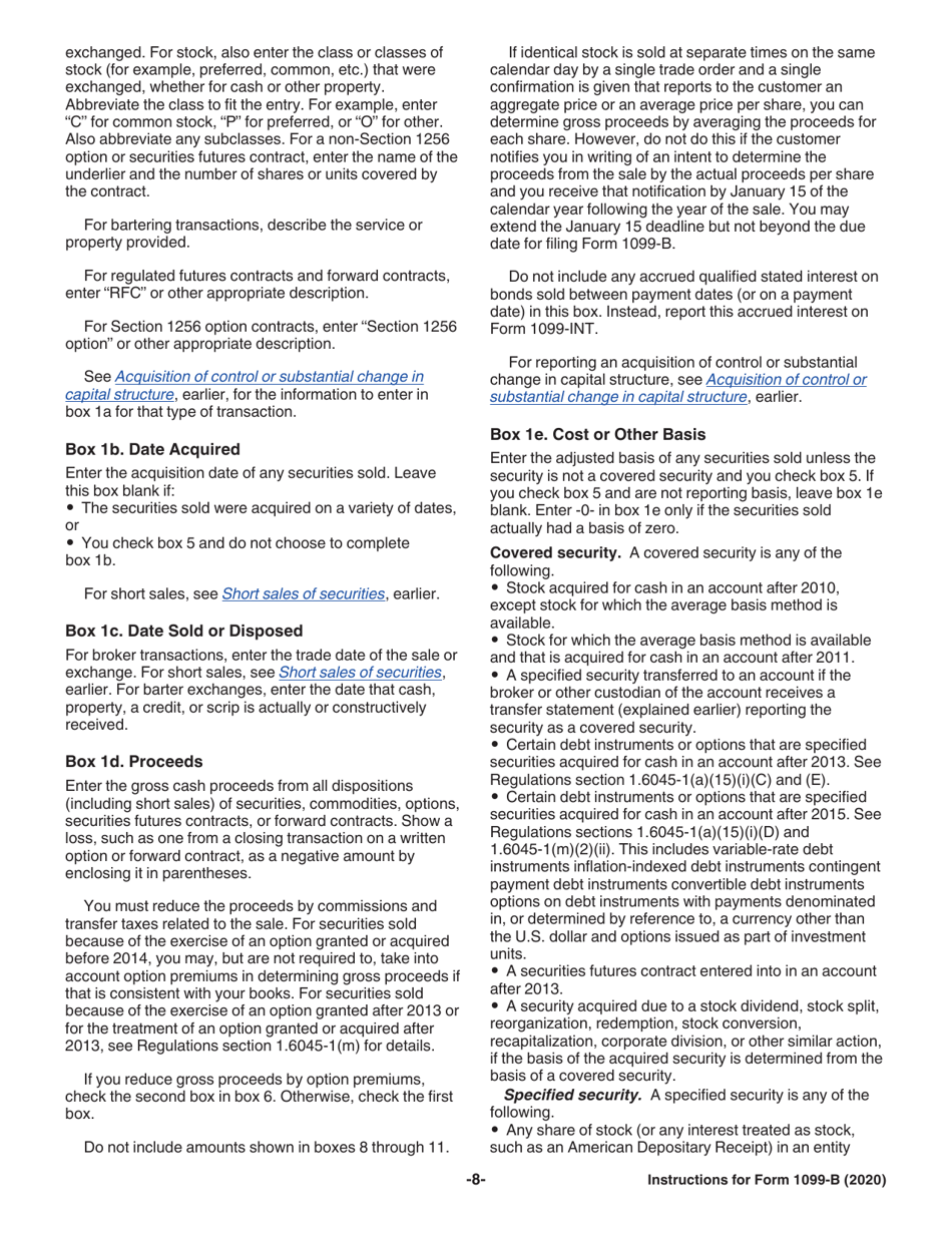 Instructions for IRS Form 1099-B Proceeds From Broker and Barter Exchange Transactions, Page 8