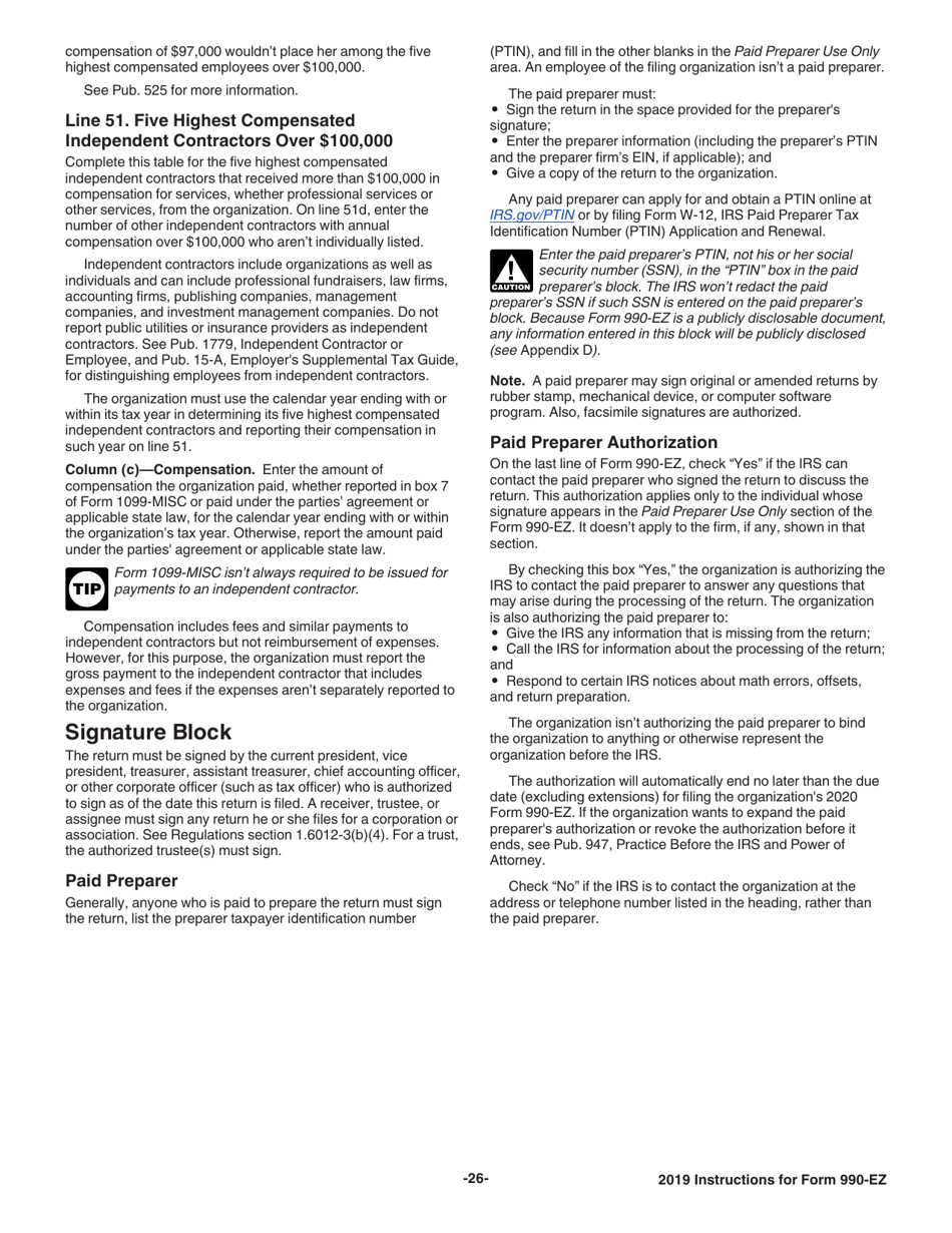Instructions for IRS Form 990-EZ Short Form Return of Organization Exempt From Income Tax, Page 26