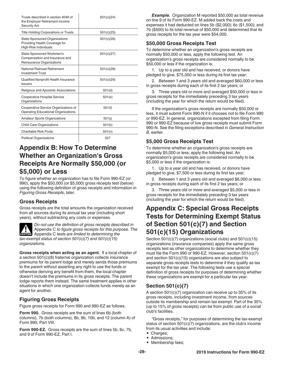 Instructions for IRS Form 990-EZ Short Form Return of Organization Exempt From Income Tax, Page 28