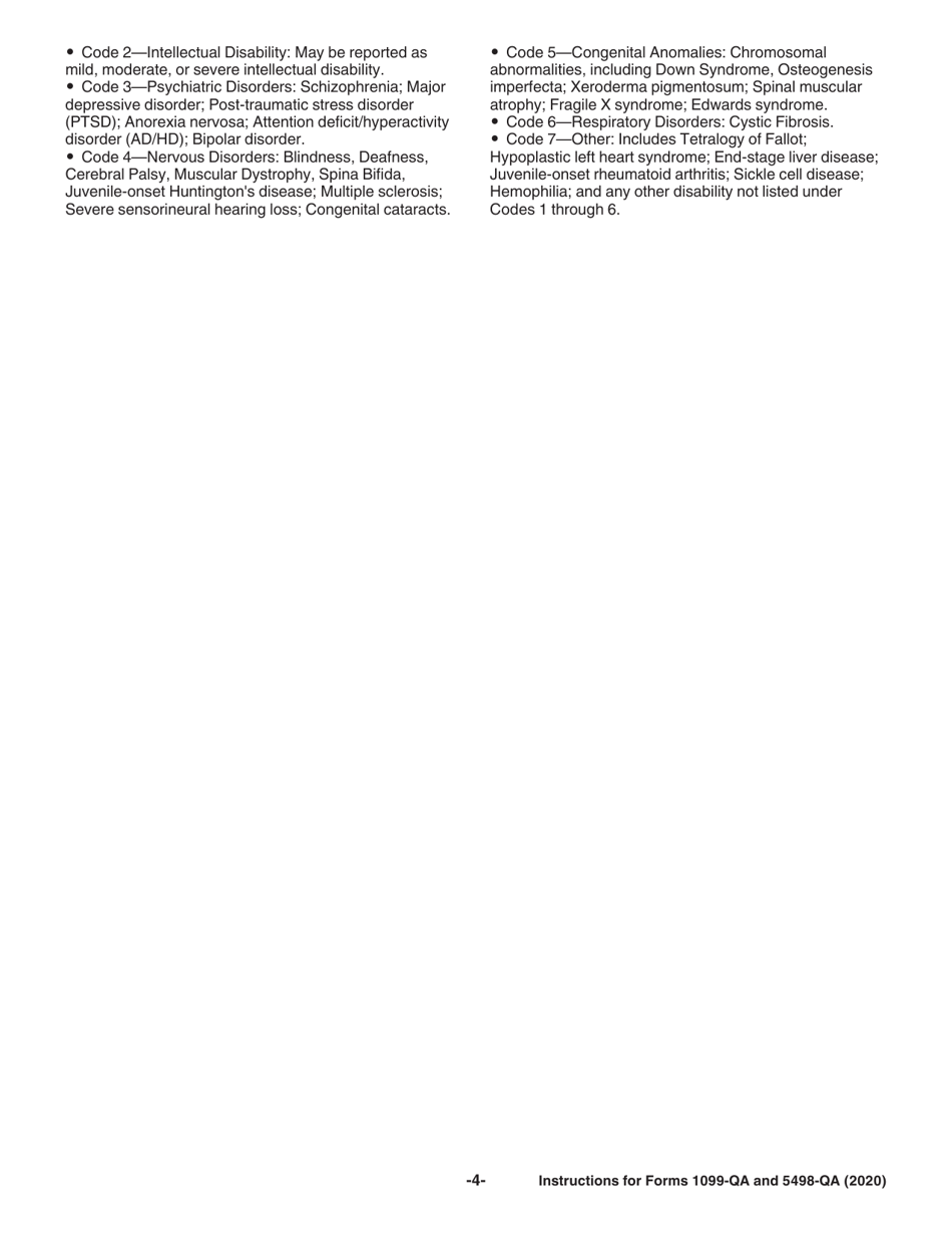 Instructions for IRS Form 1099-QA, 5498-QA Distributions From Able Accounts and Able Account Contribution Information, Page 4
