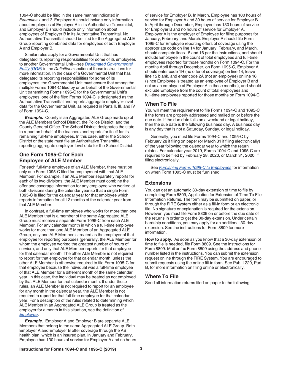 Instructions for IRS Form 1094-C, 1095-C, Page 3