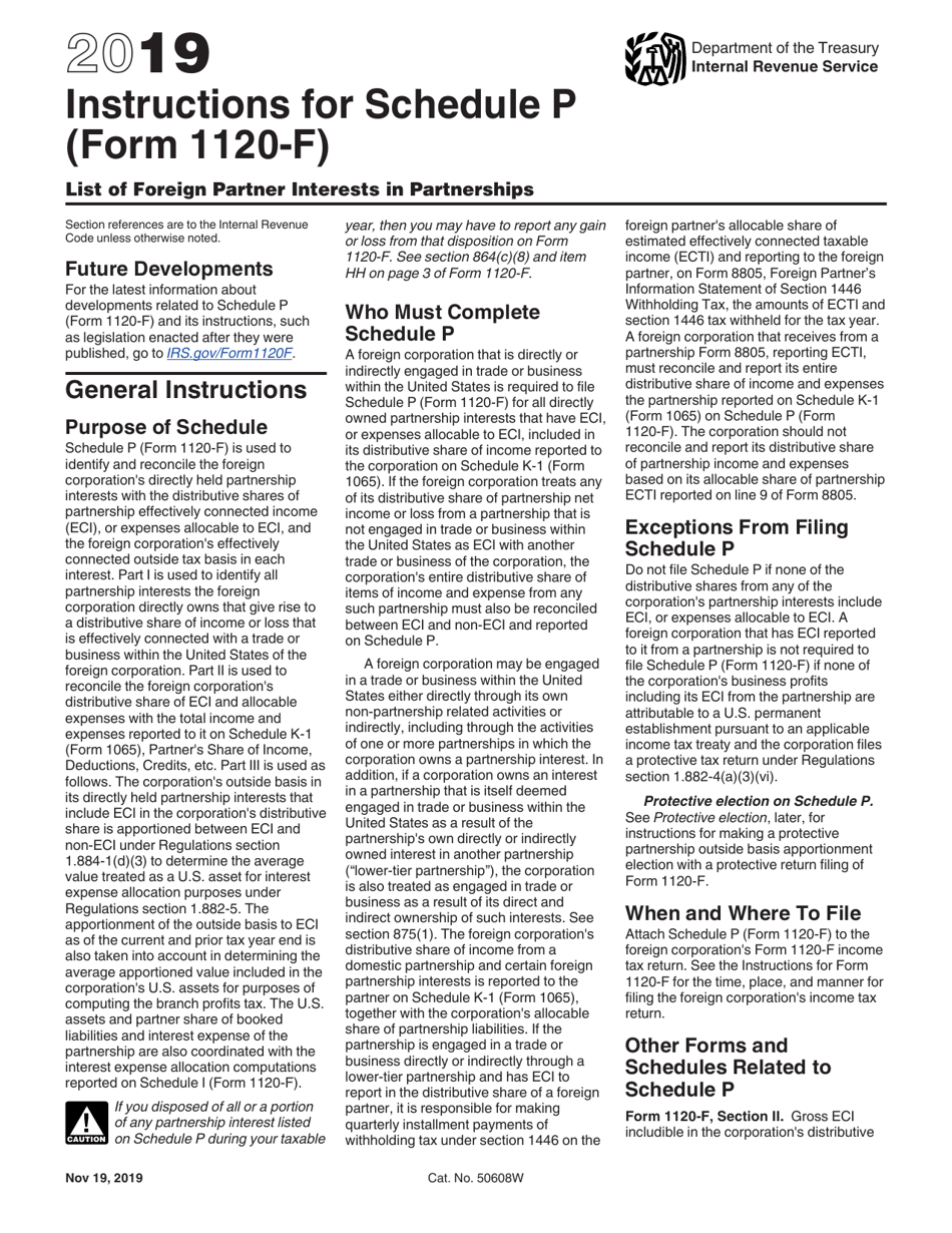 Instructions for IRS Form 1120-F Schedule P List of Foreign Partner Interests in Partnerships, Page 1