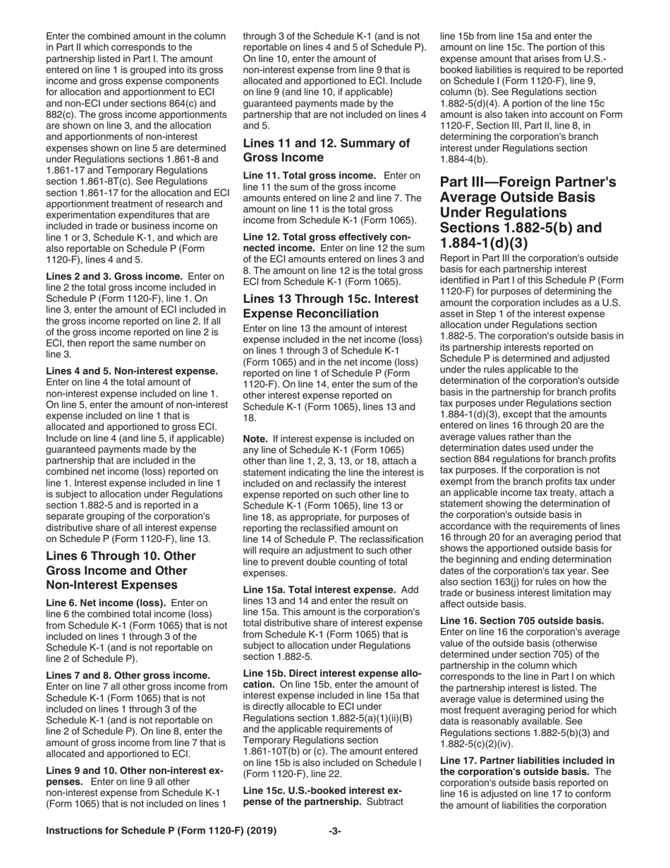Instructions for IRS Form 1120-F Schedule P List of Foreign Partner Interests in Partnerships, Page 3