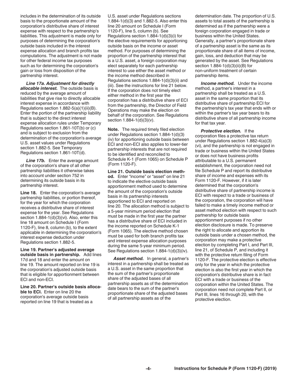 Instructions for IRS Form 1120-F Schedule P List of Foreign Partner Interests in Partnerships, Page 4