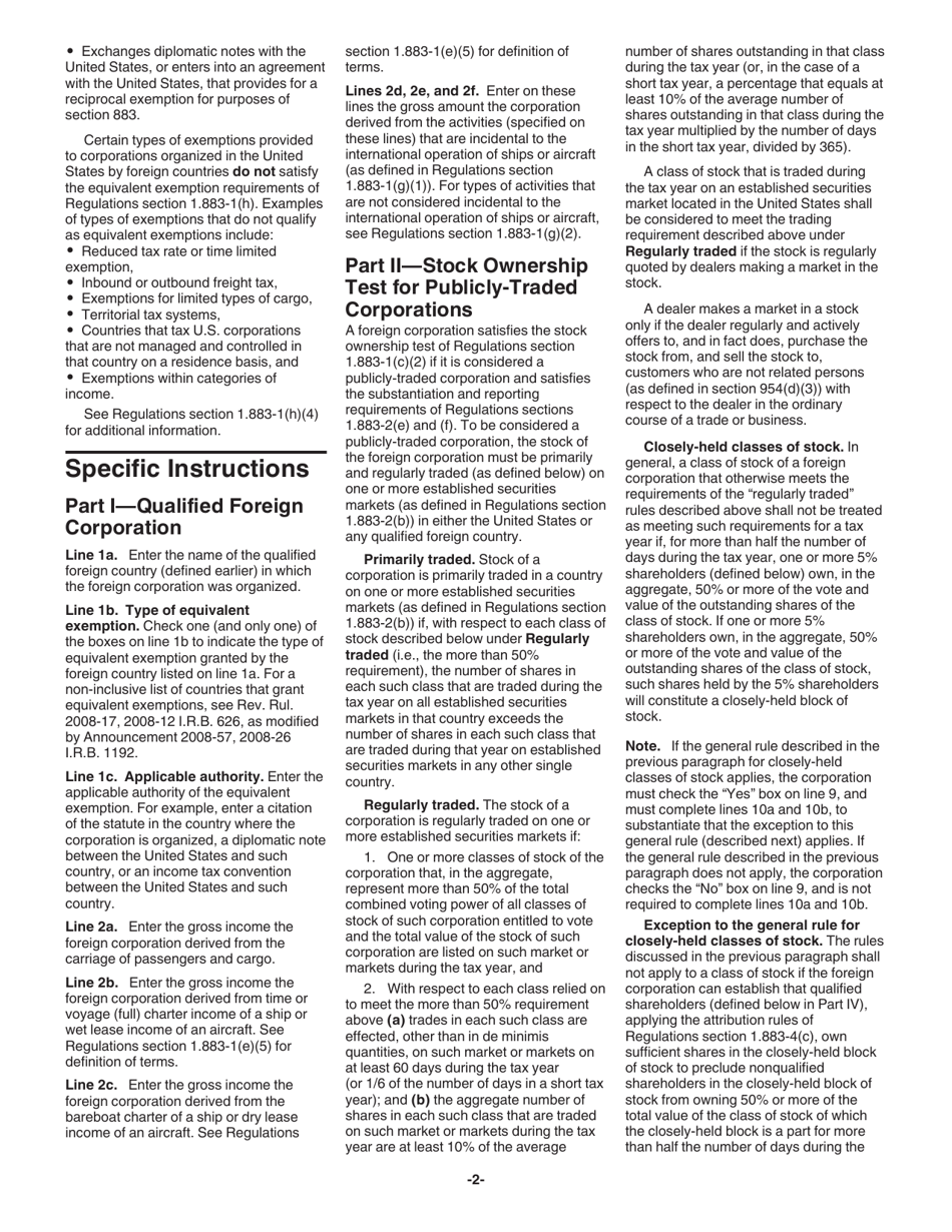 Instructions for IRS Form 1120-F Schedule S Exclusion of Income From the International Operation of Ships or Aircraft Under Section 883, Page 2