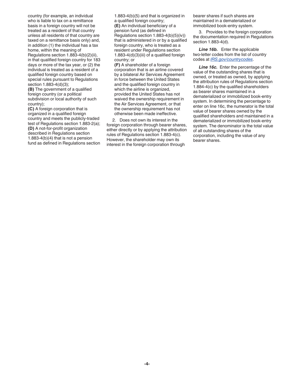 Instructions for IRS Form 1120-F Schedule S Exclusion of Income From the International Operation of Ships or Aircraft Under Section 883, Page 4