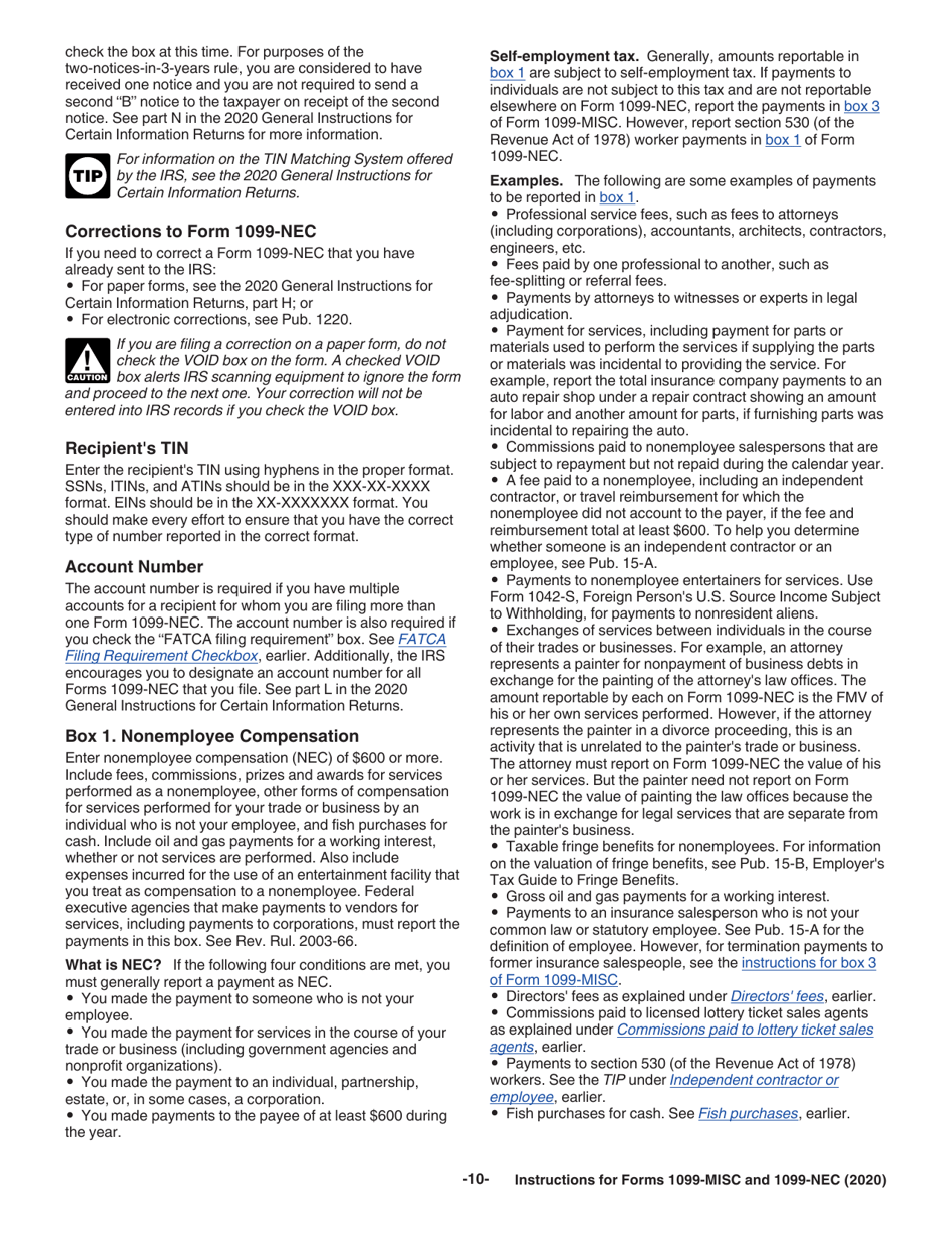 Instructions for IRS Form 1099-MISC, 1099-NEC Miscellaneous Income and Nonemployee Compensation, Page 10
