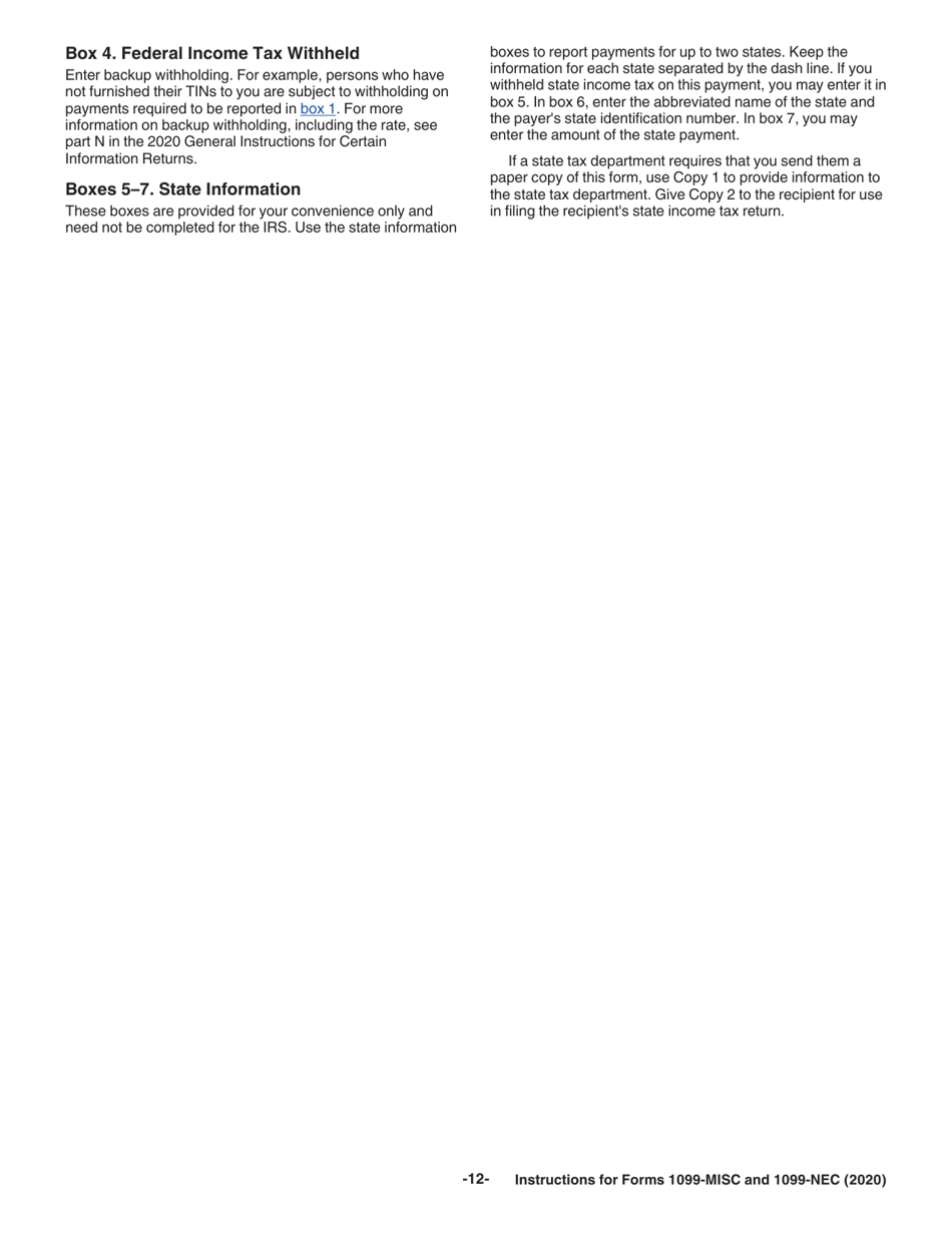 Instructions for IRS Form 1099-MISC, 1099-NEC Miscellaneous Income and Nonemployee Compensation, Page 12