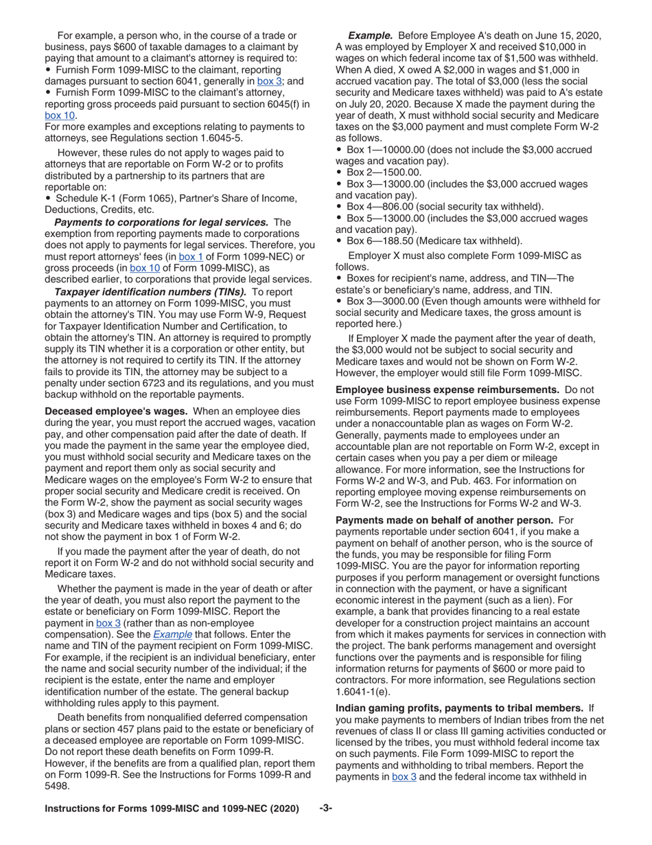 Instructions for IRS Form 1099-MISC, 1099-NEC Miscellaneous Income and Nonemployee Compensation, Page 3