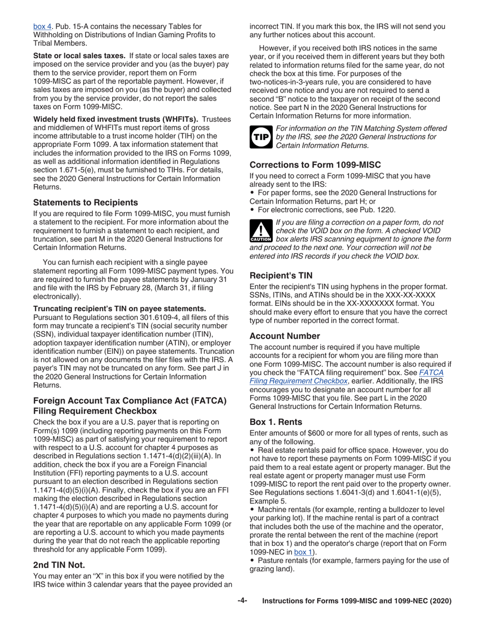 Instructions for IRS Form 1099-MISC, 1099-NEC Miscellaneous Income and Nonemployee Compensation, Page 4