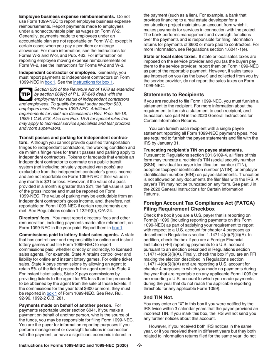 Instructions for IRS Form 1099-MISC, 1099-NEC Miscellaneous Income and Nonemployee Compensation, Page 9