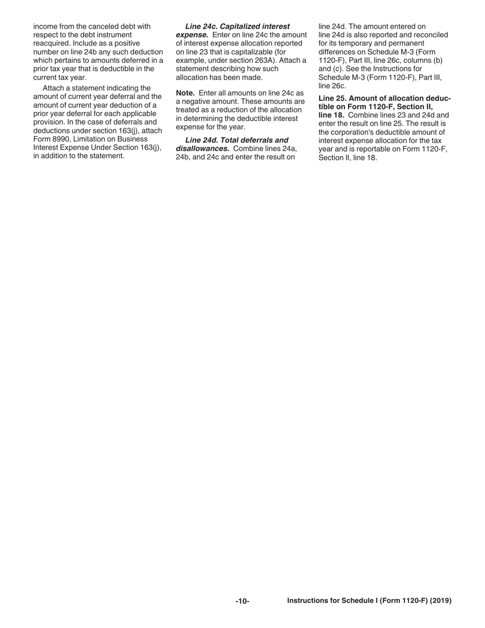 Instructions for IRS Form 1120-F Schedule I Interest Expense Allocation Under Regulations Section 1.882-5, Page 10