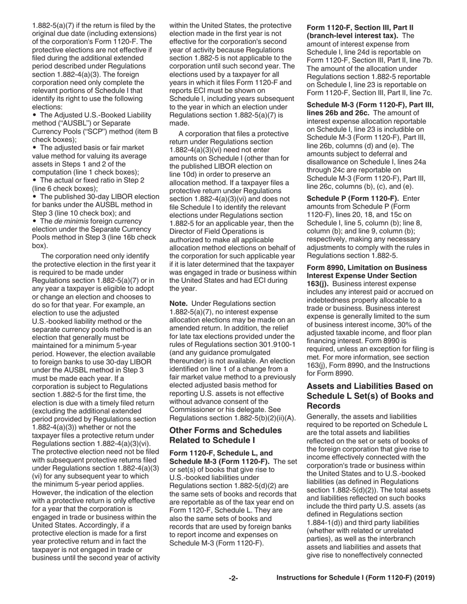 Instructions for IRS Form 1120-F Schedule I Interest Expense Allocation Under Regulations Section 1.882-5, Page 2