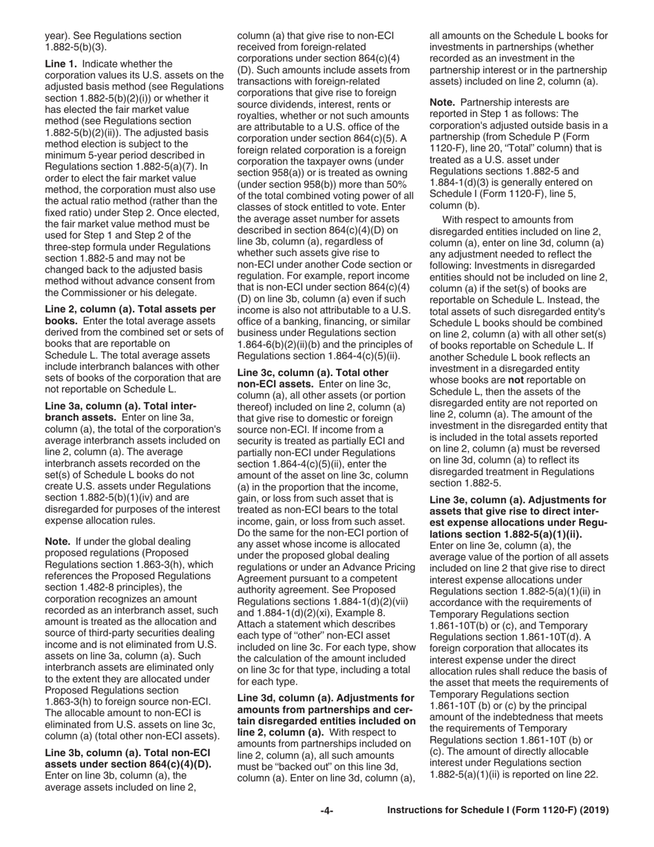 Instructions for IRS Form 1120-F Schedule I Interest Expense Allocation Under Regulations Section 1.882-5, Page 4