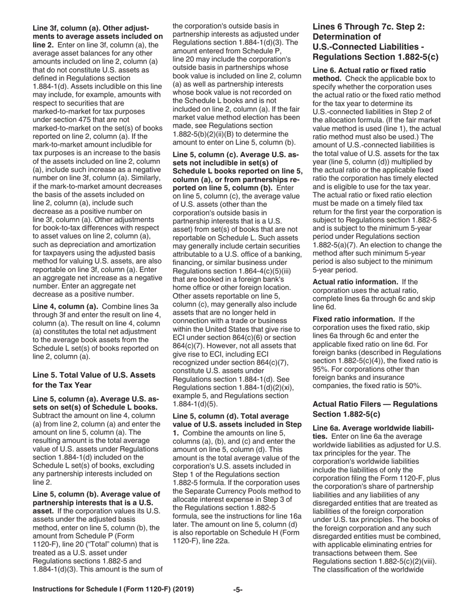 Instructions for IRS Form 1120-F Schedule I Interest Expense Allocation Under Regulations Section 1.882-5, Page 5