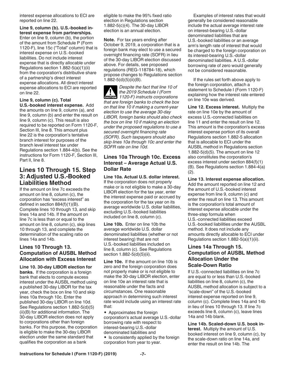 Instructions for IRS Form 1120-F Schedule I Interest Expense Allocation Under Regulations Section 1.882-5, Page 7