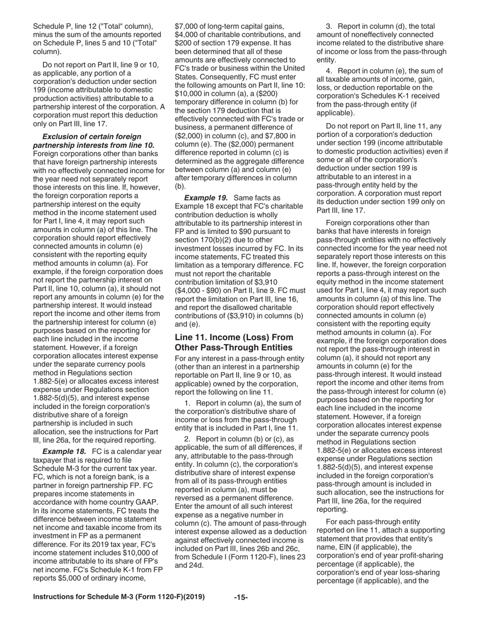 Instructions for IRS Form 1120-F Schedule M-3 Net Income (Loss) Reconciliation for Foreign Corporations With Reportable Assets of $10 Million or More, Page 15