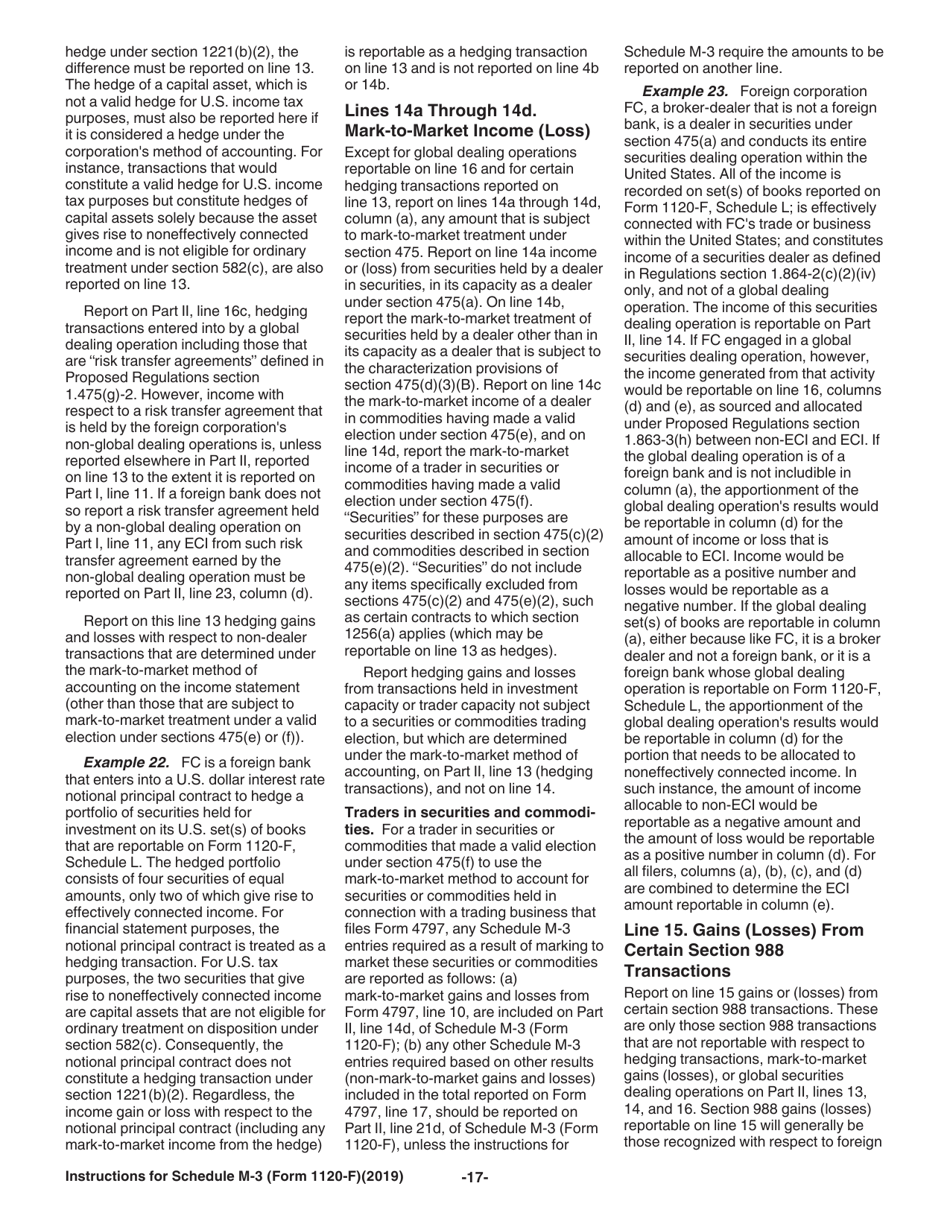 Instructions for IRS Form 1120-F Schedule M-3 Net Income (Loss) Reconciliation for Foreign Corporations With Reportable Assets of $10 Million or More, Page 17