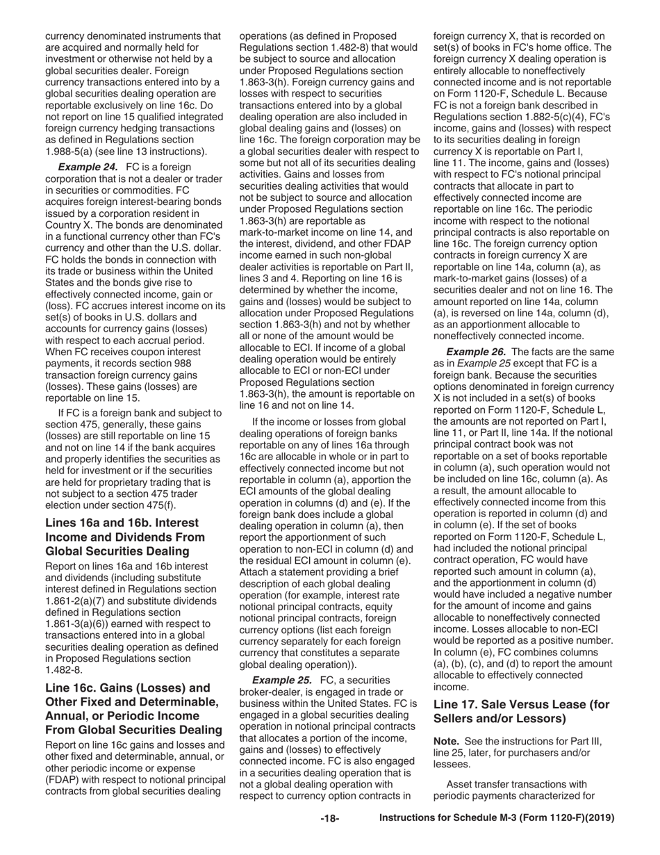 Instructions for IRS Form 1120-F Schedule M-3 Net Income (Loss) Reconciliation for Foreign Corporations With Reportable Assets of $10 Million or More, Page 18