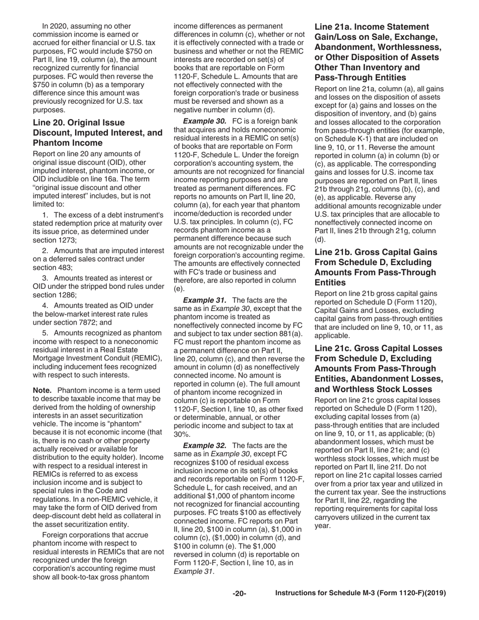 Instructions for IRS Form 1120-F Schedule M-3 Net Income (Loss) Reconciliation for Foreign Corporations With Reportable Assets of $10 Million or More, Page 20